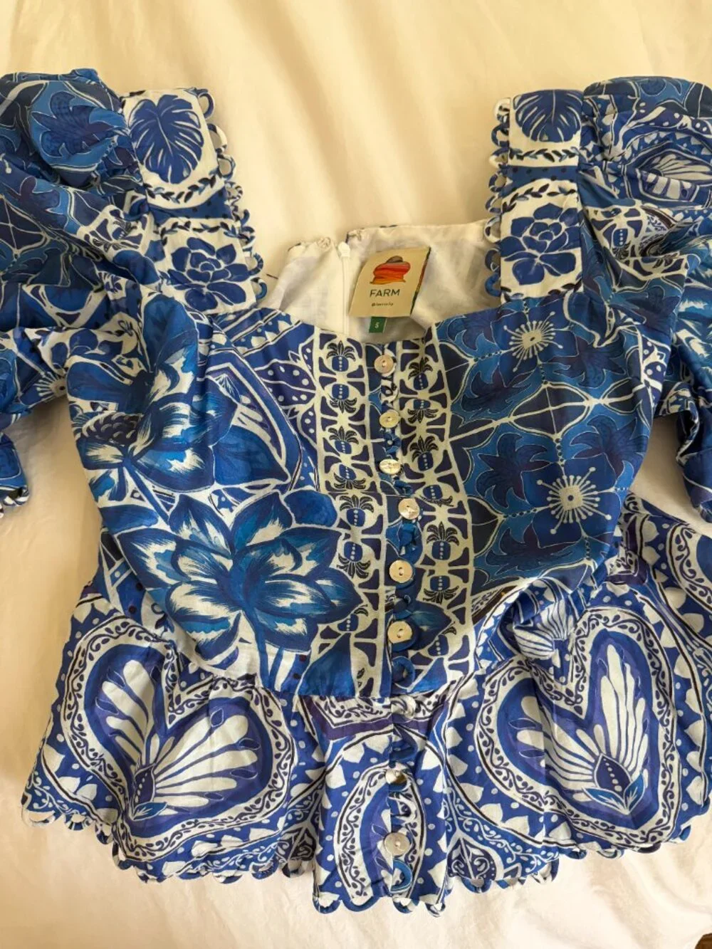 Farm Rio Women's Tile Dream Short Sleeve Blouse